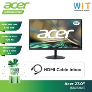 Acer SA272UE Monitor - 27"/1ms VRB/100Hz/QHD 2560 x 1440/IPS Panel/DP/HDMI X2 /3 Years Onsite Warran