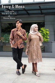 Jumbo XXXL LD 130 Set Couple Tunik Aqila couple kondangan couple kebaya tunik tulle tuton full bordi