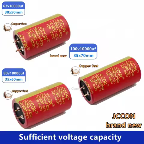 1PCS JCCON 63v10000UF 80v10000uf 100v10000uf Audio Electrolytic Capacitor red robe copper foot high 