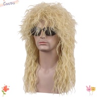 CACTU 70s 80s Rockstar Wig, Fluffy Curvy Halloween Party Cosplay Wig, Long Punk Mullet Wig