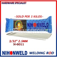Welding Rod Nihonweld N6011 3/32” 2.5 mm SOLD PER 5 KILOS