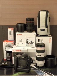 Canon 全套包括 紅圏鏡頭 28-70mm f 2.8L + 小白70-200mm f2.8L + EOS 20D相機