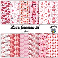 12 Sheets 8x8 Love Gnomes Print by byte studio | Premium Paper Craft Junk Journal Stationery