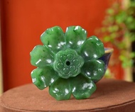 一款非常精緻漂亮的和田玉碧玉香插擺件寓意吉祥如意百財聚來