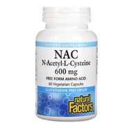 🔥FAST SHIP READY STOCK🔥NAC 600mg, 60 VegCaps, Natural Factors, N-acetyl-L-cysteine