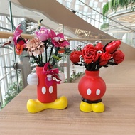 Compatible Lego Tom Cat Vase Pink Immortal Bouquet Building Blocks Rose Premium Ornaments Mickey Wed