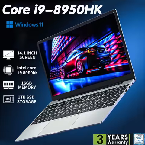 Brand New Laptop Computer Windows 11 Pro 14.1" Intel CORE i9 8950HK 16GB 1/2TB 1920*1080 Resolution 