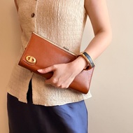 Christian Dior 迪奧真皮棕色手拿包 宴會包 CD logo