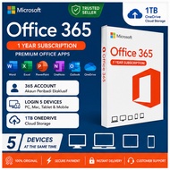 Microsoft Office 365 Akaun | Login 5 Peranti | 1TB OneDrive Cloud Storage | Penghantaran Pantas