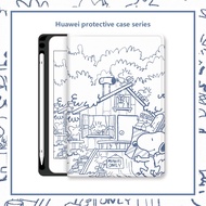 For Huawei Mediapad T5 10.1 M5 Lite M6 10.8 8.4 Inch Case with Pencil Holder Stand Cartoon Cute Huawei Matepad Pro 11 SE 10.4 Air 11.5 Pro 10.8 Inch 2019 2020 2021 Cover Casing