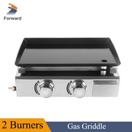 ◎¤ﺴBarbecue Tool Outdoor Griddle Home Gas Grill 2 Burners Fried Bake Cast Iron Pan Non stick Cooking