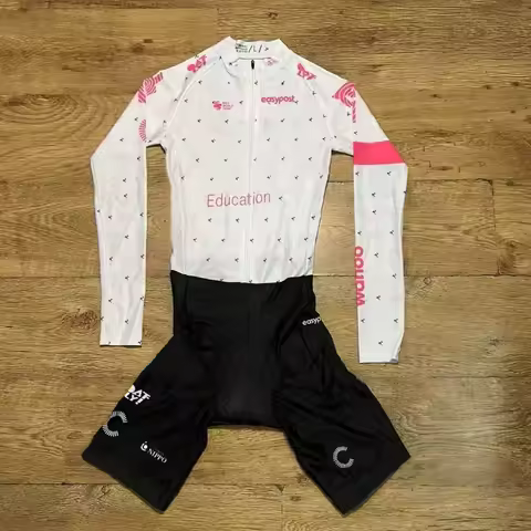 LASER CUT 2025 EASYSPORT NIPPO PINK TEAM ITALIAN Skinsuit Bodysuit LONG SLEEVE Cycling Jersey Bike B
