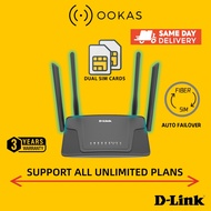 D-Link Dual SIM 4G LTE Unlimited Plan Modem Router Auto Fiber & SIM Failover DWR-M930DS