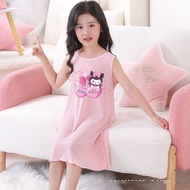Bộ Đồ Ngủ Lụa Băng Mỏng Mùa Hè Cho Trẻ Em Đầm Ngủ Vải Lụa Băng Mỏng Cho Bé Gái Quần Áo Mặc Nhà Cho B
