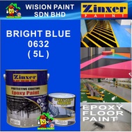 0632 BRIGHT BLUE ( 5L ) 5 Liter ZINXER EPOXY PAINT Two Pack Epoxy Floor Paint - 4 Liter + 1 Liter