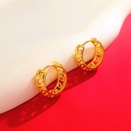 916 GOLD PLAIN HOOP EARRINGS / SMOOTH ROUND GOLD EARRINGS 916 Earrings Ear