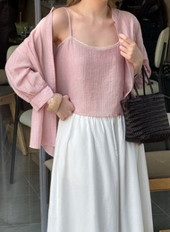 AOEM STUDIOS | SORA SET - Set Áo 2 Lớp Nữ Chất Liệu Tencel Mềm Mịn – Áo Khoác Mỏng + Áo 2 Dây Viền R