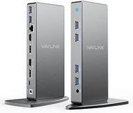 WAVLINK USB C Docking Station Dual Monitor, 14-in-1 DisplayLink Laptop Docking with Dual 5K HDMI &amp; DP, 1000Mbps Ethernet, 6 USB 3.0, Audio&amp;Mic, Compatible with Mac M1/M2/Intel, Dell, HP, Surface