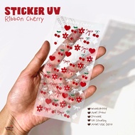 Transparent UV Sticker with Cherry Ribbon Tumblr Sticker/ UV Sticker/ Journal Sticker/