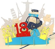 LINPOPUP®, LIN17257 Pop Up Card 3D Card Birthday Card Congratulations Card 18th Birthday 18th Number
