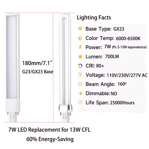 1pc LED PL G23 GX23 3W4W5W7W Bulb Horizontal Side Plug Ceil CFL PL-S 7W 9W 13W Read Table Desk Lamp 