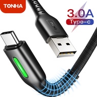 TONHA 3.1A Micro USB Type Cเคเบิ้ลLEDโทรศัพท์มือถือAndroidชาร์จอย่างรวดเร็วชาร์จMicro Usb USBสายเคเบิลข้อมูลสำหรับXiaomi Samsung S10 S7