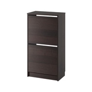 IKEA BISSA Shoe cabinet with 2 compartments, black, brown, 49x93 cm