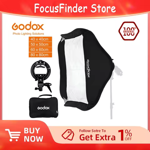 Godox 40x40/50x50/60x60/80x80cm Softbox with S-Type Bowens Mount Bracket Stable Flash Bracket Mount 