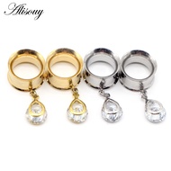 Alisouy 2PCS 6-25mm Stainless Steel Feather Dangle Ear Plugs Tunnel Drop Tassel Piercing de orelha T