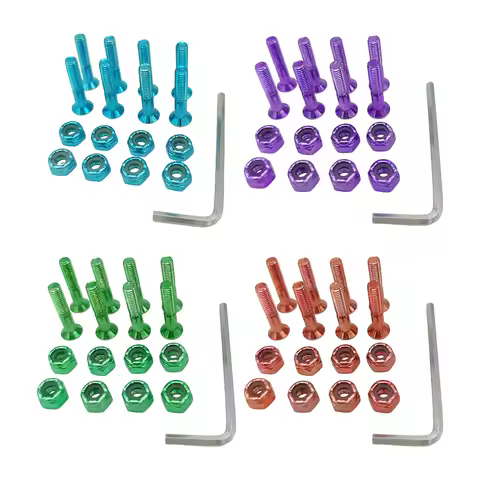 8pcs Carbon Steel Skateboard Truck Screws with Nuts Longboard Skate Board Replacement Hardware Nail 