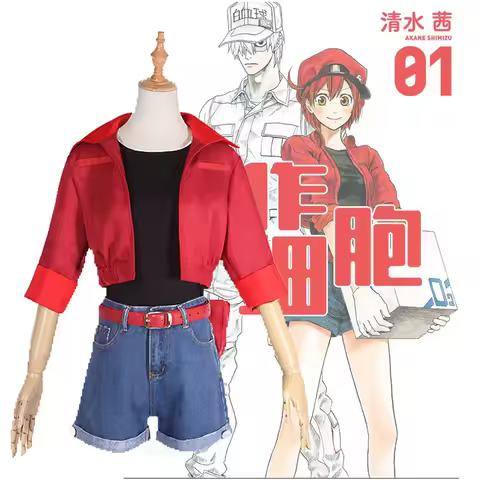Erythrocytes Red Blood Jacket Short Top Women Halloween Uniform New Anime Cells At Work Cosplay Cost
