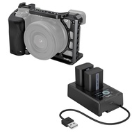 Bundle: SmallRig Cage with Silicone Handgrip for Sony A6100, A6300 and A6400 and SmallRig NP-FW50 Ca