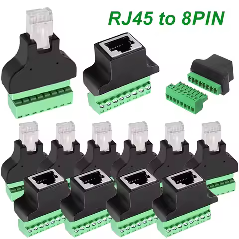 RJ45 Male To Adaptor RJ45 Female To 8 Pin RJ45 Connector with Screw Terminal for DVR CCTV Accessorie