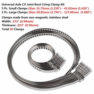 10pcs Stainless Steel Clamp Belt  Universal Drive Shaft For Driveshaft CV Joints Boot Kit Joint Slee