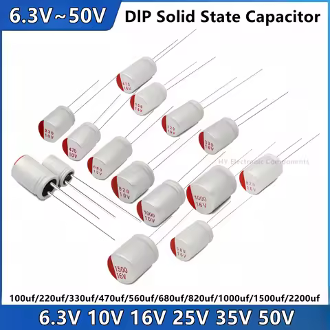 10PCS DIP Solid State Capacitor 6.3v 10v 16v 25v 35v 50V 100uf 220uf 330uf 470uf 560uf 680uf 820uf 1