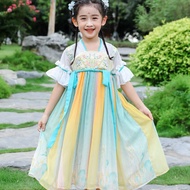 汉服女童新夏日常短袖连衣裙儿童中国传统裙子女宝古风古装超仙Chinese Traditional Hanfu Child Clothing Kids Boy Performance Costume G