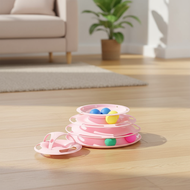 4-Tier Ball Turntable Toy for Cats, Fun Interactive Cat Toy Stick, Pet Supplies  Mainan Bola 4-Tingk
