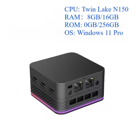 T9 Plus Mini PC - Intel N95 Quad-Core 16GB LPDDR5 256GB SSD Windows 11 Pro 2 LAN Triple Display Smal