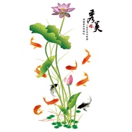 Creative Bathroom Decorative Stickers Waterproof Toilet Self Adhesive Home Use Lotus Fishpond Paper 
