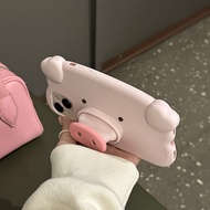 CrashStar Pink Cute Soft Shockproof Silicone Phone Case With Retractable Pig Nose Stand For iPhone 15 14 13 12 11 Pro Max XS XR X 8 7 6 6S Plus + SE 2020 Creative Phone Casing Cover Shell