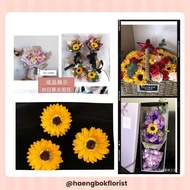 🔥HAENGBOK FLORIST🔥1pcs Sunflower Flower Head Soap Flower Head Graduation/向日葵香皂花头太阳花花头🌹Soap flower 香皂