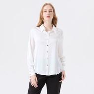 ESPADA เสื้อเชิ้ต ผ้าซาตินเนื้อนุ่ม ผู้หญิง สีออฟไวท์ | Smooth Satin Shirt | 01117