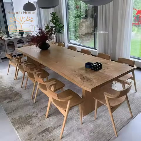 Modern Oak Ash Walnut Rectangle Solid Wood Wooden Dining Table Set 4 Chairs 6 8 10 12 Seater Table a