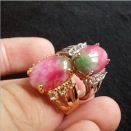 Colorful Jade Ring Jade Ring Jade Ring Women Fashion Gifts Diamond-studded Peach Blossom Jade Ring 4