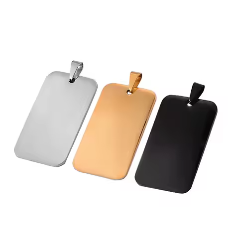 5pcs Wholesale Stainless Steel Military Army Style ID Blank Dog Tags Pendant Rectangle Necklace Jewe
