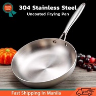 304 Stainless Steel Frying Pan with Non-Stick Surface, Multiple Sizes Stainless Steel Pan Wok Pan