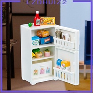 [Lzdhuiz2] Miniature Dollhouse Refrigerator Mini Dollhouse Fridge Ornament Pretend Play