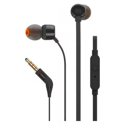JBL Tune 110 Wired Earphones with 9mm Drivers, ergonomic design for sports, flat anti-tangle cable, 