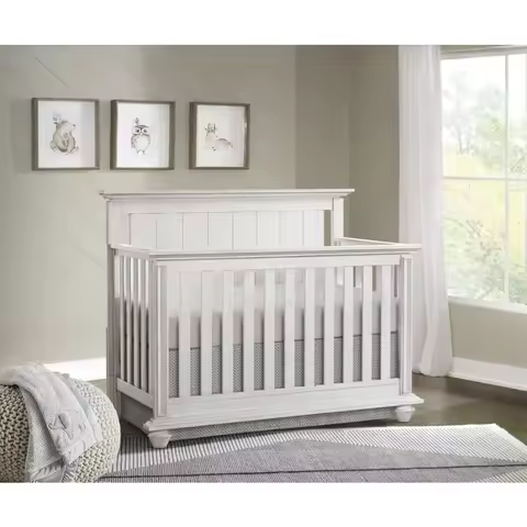 Baby Langston 4-in-1 Convertible Crib, Weathered White, Wooden Crib