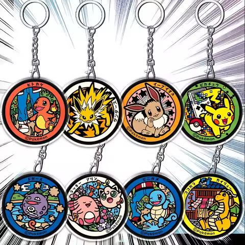12cm PPokemon Things Acrylic Transparent Keychain Jigglypuff Eevee Student Backpack Pendant Anime Ac